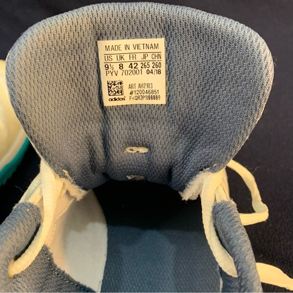 Adidas Cloudform Sz9.5 white&blue/turquoise sneakers court shoes - Picture 6 of 8